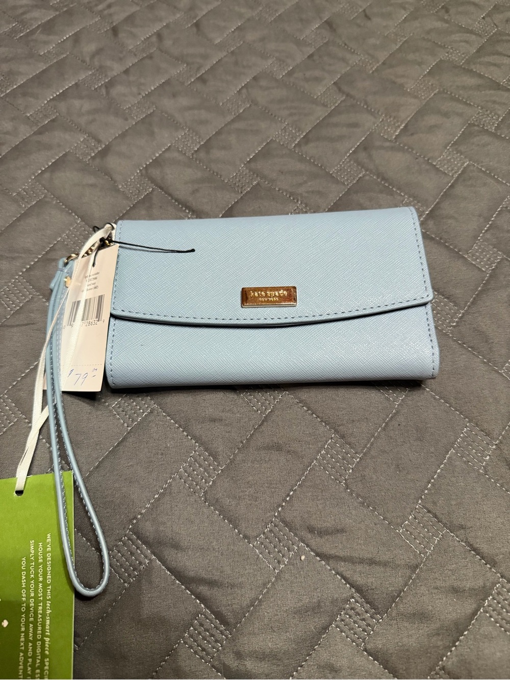 Anne Klein Light Blue Saffiano Wristlet Wallet